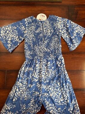Smocked Blue Floral Kids One-Piece Bodysuit
